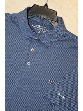 Vineyard Vines NAPLES Polo Shirt Men MEDIUM Sankaty Stripe On-The-Go Performance